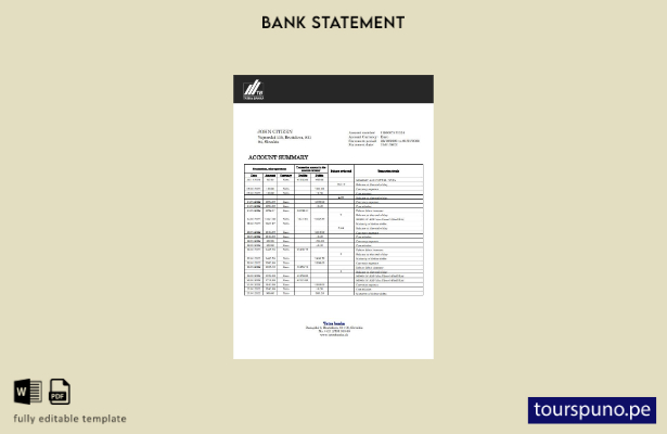 listo para imprimir plantilla de word   extracto bancario de Eslovaquia Tatra